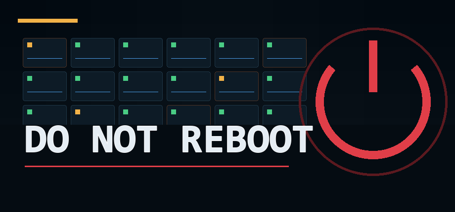 DO NOT REBOOT game title with a red power symbol
